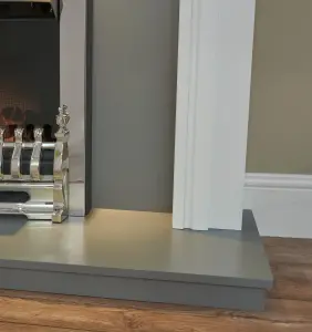 Adam Honley Fireplace in Pure White & Grey with Downlights & Blenheim Electric Fire in Chrome, 48 Inch