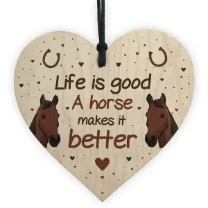 Red Ocean Funny Horse Gifts For Women Wood Heart Sign Horse Gifts For Girls Horse Accessories