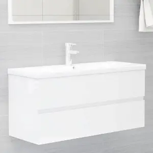 Berkfield Sink Cabinet with Built-in Basin High Gloss White Engineered Wood