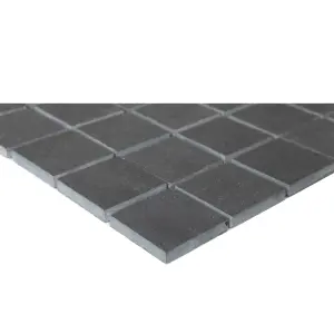 Slate Anthracite Polished Matt Stone effect Natural structure Natural stone Mosaic tile sheet, (L)303mm (W)304mm