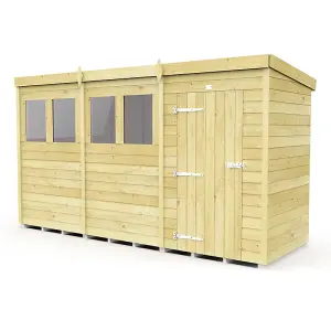 12 x 4 Feet Pent Security Shed - Double Door - Wood - L118 x W358 x H201 cm