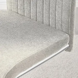 Furniturebox UK Lorenzo 2x Cream Fabric Silver Leg Dining Chair