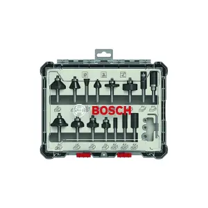 Bosch Professional 15-Piece Mixed Application Router Bit Set - 1/4" Shank