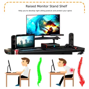 Costway Gaming Desk Ergonomic Shaped Computer Table K-Shaped