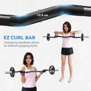 SPORTNOW 120cm EZ Curl Bar, Olympic Barbell Bar for 5cm Weight Plates, 8kg