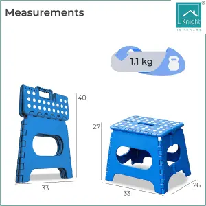 Knight Folding Step Stool Strong Heavy Duty Skid Resistant Stool for Kids and Adults  H29 x L27 x W22cm - Blue