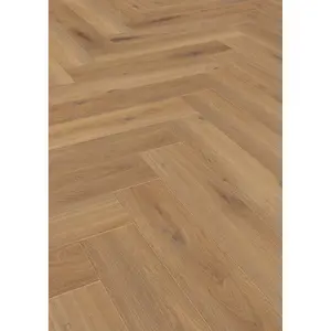 Herri Pisa Oak D3861 Brown Herringbone Effect 8mm Thick Laminate Flooring For Home (All Rooms) 1.238 m²Per Pack