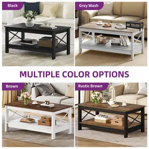 O'Kean 4 Legs Coffee Table with Storage Black / Vintage Brown