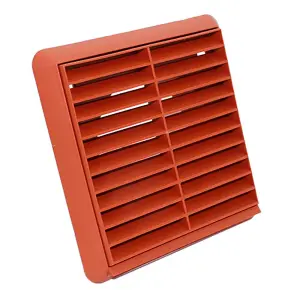 Kair Terracotta Louvred Grille 155mm External Dimension Wall Ducting Air Vent with Round 100mm - 4 inch Rear Spigot