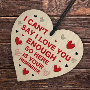 Red Ocean Valentines Gift As A Reminder I LOVE YOU Wood Heart Gift Boyfriend Girlfriend Partner Him Her Keepsake