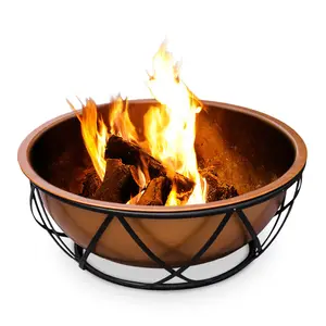 VOLIDA BOWL FIRE PIT WITH BBQ GRILL - COPPER