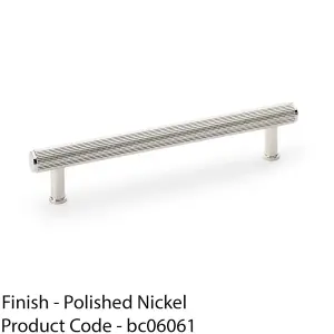 Reeded T Bar Pull Handle - Polished Nickel 160mm Centre SOLID BRASS Drawer Lined