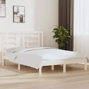 Berkfield Bed Frame White Solid Wood Pine 140x200 cm