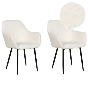 Set of 2 Dining Chairs ALDEN Boucle White