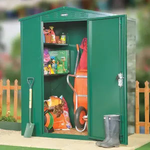 Flexistore 5 ft. W x 4 ft. D Apex Metal Tool Shed Green