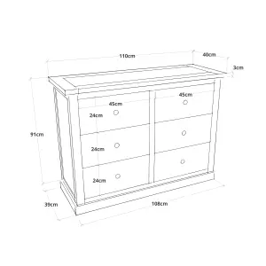 Bomporto 6 Drawer Chest of Drawers Bras Drop Handle