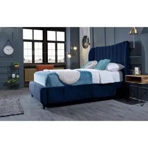 Carli Plush Velvet Blue Bed Frame