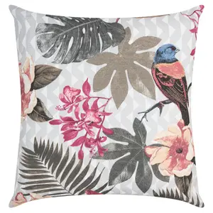 Pink Tropical Birds Outdoor Garden Cushion - 42 x 42cm