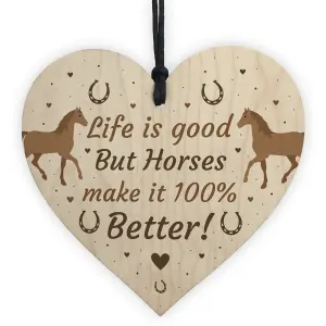 Funny Friendship Gift Horse Gifts For Women Wooden Heartn Stable Accessory Wall Door Sign