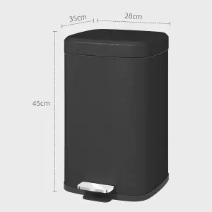 HOMCOM 20L Kitchen Pedal Bin, Metal Rubbish Bin with Soft-close Lid, Black