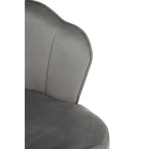 Interiors by Premier Grey Velvet Dining Chair, Backrest Grey Accent Chair with Chrome Legs