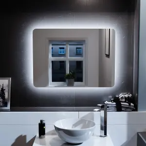 Nes Home Bathroom Modern LED IP44 Illuminated Rectangular Demister Mirror 500 X 700mm