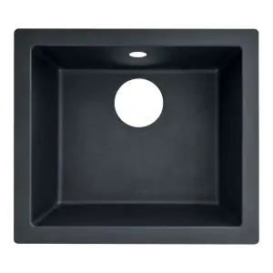 GoodHome Borage Black Resin 1 Bowl Kitchen sink 440mm x 500mm