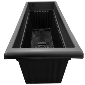 2 x Sovereign Trough Slate Grey 70cm Lightweight Plastic Planter For Growing Flowers