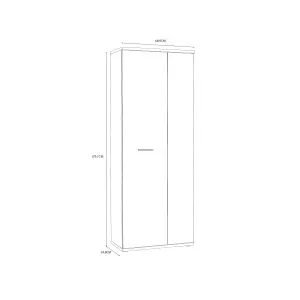 FURNICOMP Variant Multipurpose White and Oak Tall 2 Door Broom Utility Cupboard