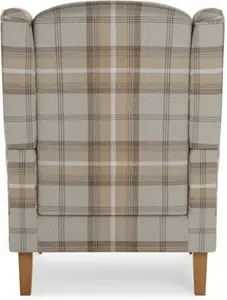 Dunelm Oswald Grande Check Wingback Armchair, Country, Natural Oswald Wingback, Textured Weave Fabric