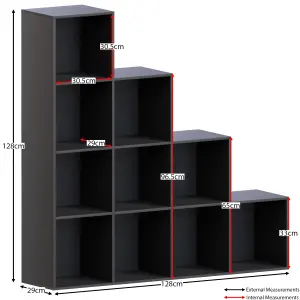 Vida Designs Durham Black 10 Cube Storage Unit & Set of 5 Black Foldable Cube Storage Baskets