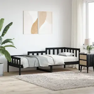 Berkfield Day Bed Black 90x190 cm Solid Wood Pine