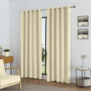 Temple Velvet 46" x 72" Cream (Ring Top Curtains)