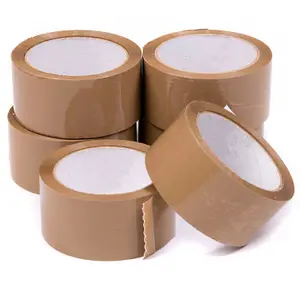 4 Rolls 50mm x 66m Brown Low Noise Acrylic Super Sticky Packaging Tape for Sealing Parcels & Boxes