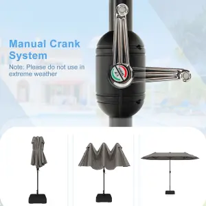 Costway 4 x 2M Patio Umbrella Outdoor Double-sided Market Umbrella W/ Umbrella Base Grey