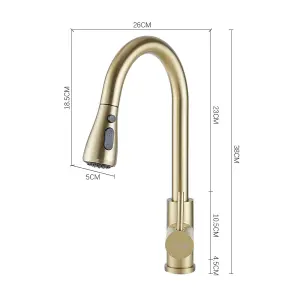 Gold Retractable Commercial Pull out Kitchen Tap Mixer Tap Faucet