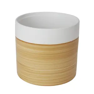 Verve White Wood effect Clay Plant pot (Dia) 27.8cm, (H)25cm, 11.2L