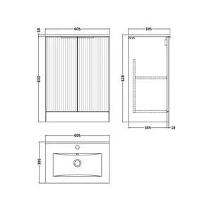 Fluted 605mm Single Vanity Satin White