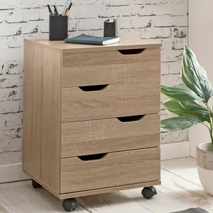 Kolya 40cm Wide 4 -Drawer Mobile File Cabinet Sonoma Oak