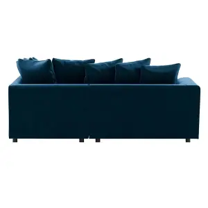 Brooklyn Plush Velvet 3 to 4 Seater L Shaped Corner Sofa Foam Blue Right Hand Facing