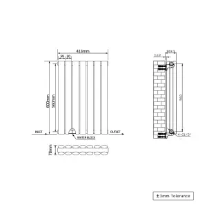 Right Radiators 600x413mm Horizontal Double Oval Column Designer Radiator Anthracite