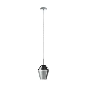 Pendant Ceiling Light Colour Chrome Shade Black Transparent Smoked Glass Bulb E27 28W