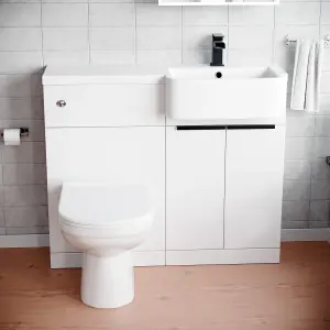 Nes Home Right Hand Black Handles Basin Vanity Unit With Tap, WC Unit & Toilet