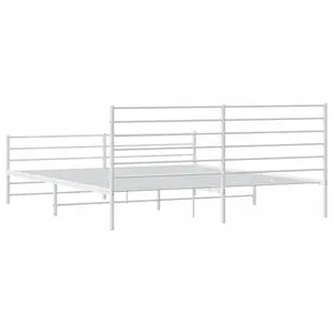 Berkfield Metal Bed Frame with Headboard and Footboard White 200x200 cm