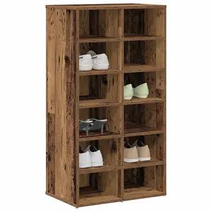 Berkfield Shoe Rack Old Wood 54x34x100.5 cm Engineered Wood