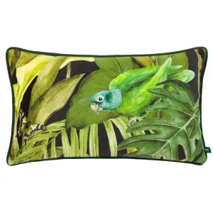 Wylder Psitta Tropical Velvet Piped Feather Filled Cushion