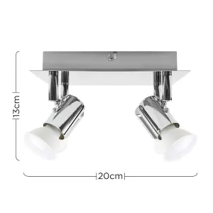 ValueLights Silver Ceiling Bar Spotlight and GU10 Spotlight LED 5W Cool White 6500K Bulbs