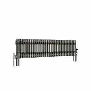 Right Radiators 300x1460 mm Horizontal Traditional 2 Column Cast Iron Style Radiator Raw Metal