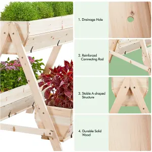 Yaheetech 3 Tier Raised Garden Bed Fir Wood Flower Rack for Flowers Vegetables