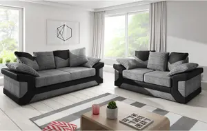 Dino Large Black and Grey Fabric Sofa Suite 3 + 2